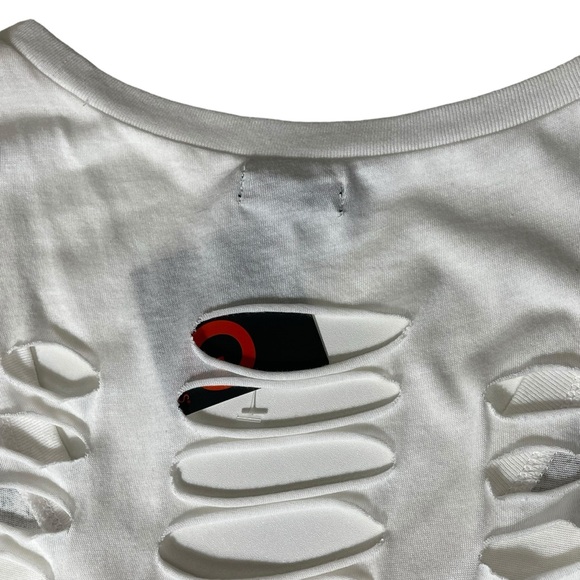 NWT Guess Womens Small S White Tank Shredded Cut Out 80s Retro Slashed Ripped - Picture 5 of 16